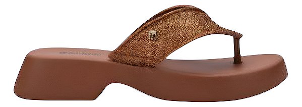 Sandália Melissa Flatform M Lover Glitter Marrom Bronze