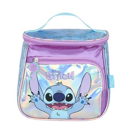 Lancheira Stitch Holográfica Roxa Luxcel