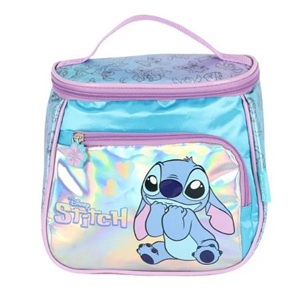 Lancheira Stitch Holográfica Azul Luxcel