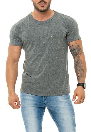 CAMISETA RED FEATHER POCKET REBITE MASCULINA MESCLA ESCURO