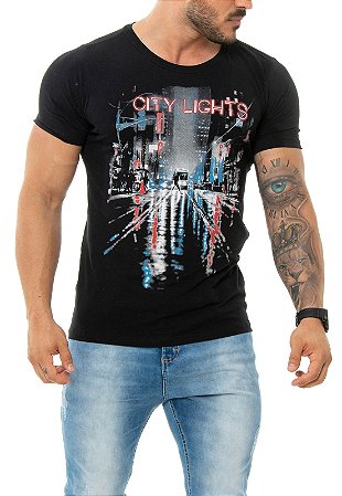 CAMISETA RED FEATHER CITY LIGHT MASCULINA PRETO