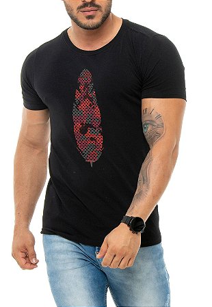 CAMISETA RED FEATHER NEON SKULL MASCULINA