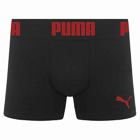 Cueca Boxer Puma sem costura preto vermelho masculina