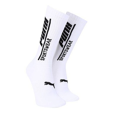 MEIA PUMA CANO LONGO SPORTWEAR BRANCO 1 PAR 39 A 43