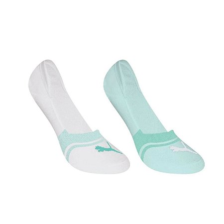 MEIA PUMA INVISÍVEL KIT 2 PARES BRANCO E VERDE 34 A 39