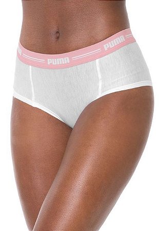 CALCINHA PUMA MINI BOXER MODAL STRETCH BRANCA ROSA