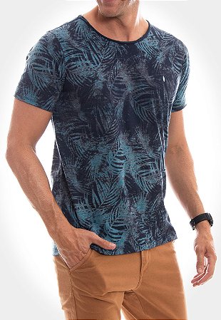 CAMISETA RED FEATHER CANOA A FIO FOLHAGEM MARINHO
