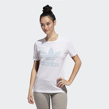 camiseta adidas trefoil branca feminina