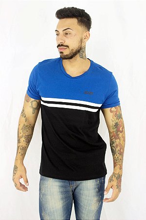 CAMISETA ELLUS COTTON SPORT STRIPES CLASSIC AZUL MASCULINA