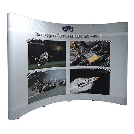 Painel Pantográfico PopUp Curvo 414x230cm PERSONALIZADO + Case.