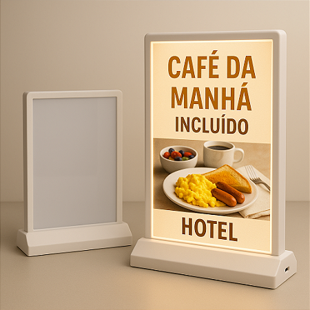 Display LED Dupla Face Recarregável de Mesa A4