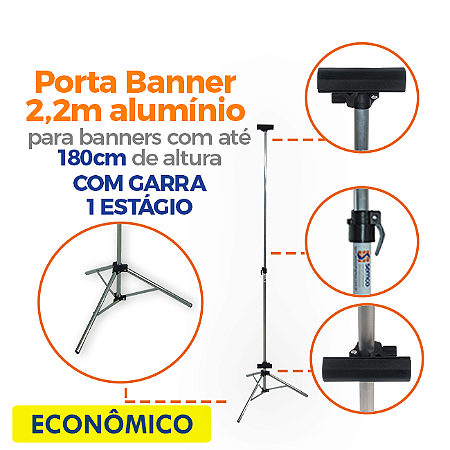 Tripé para Banner 2,20m - ECONÔMICO Com Garras