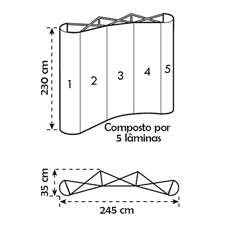 Painel Pantográfico PopUp Curvo 414x230cm PERSONALIZADO + Case.