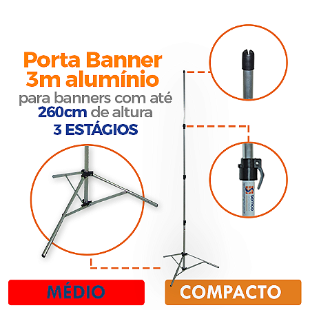 Tripé para Banner 3,0m - MÉDIO COMPACTO