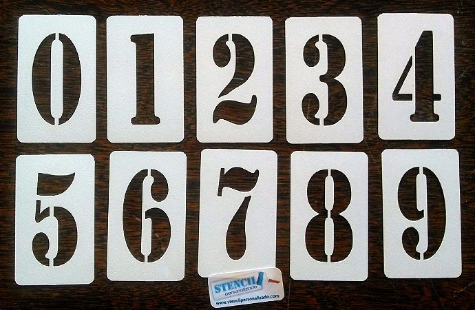 Números de 0 a 9 - PVC ou Chapa Galvanizada ( Stencil Molde Vazado )