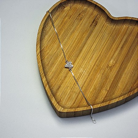 Pulseira Coração cravejado - 17,5 cm