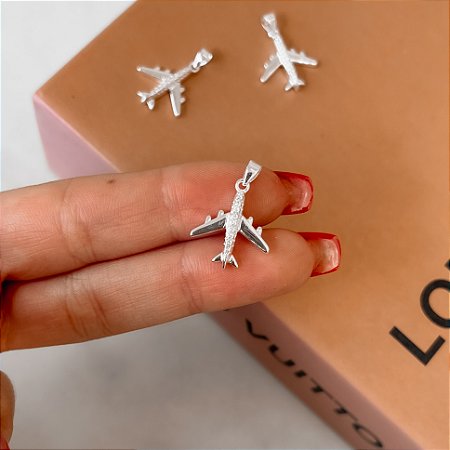 Pingente avião cravejado