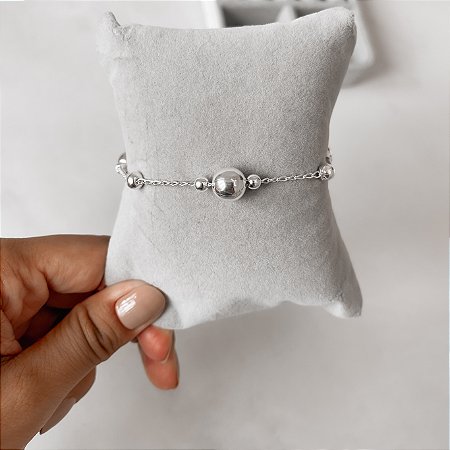 Pulseira entremeio bolas 4, 5 e 9mm