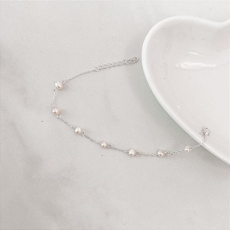 Pulseira entremeios pérola de água doce