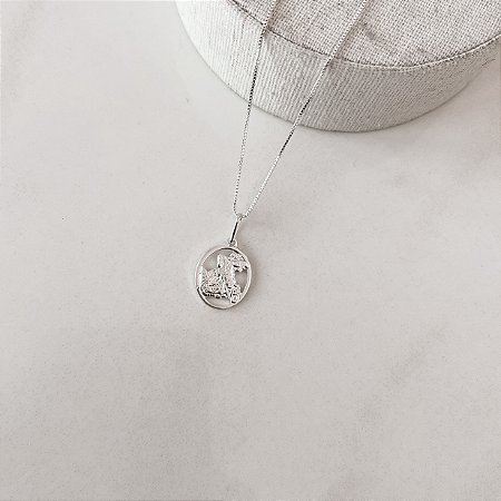 Colar pingente medalha São Jorge 45cm