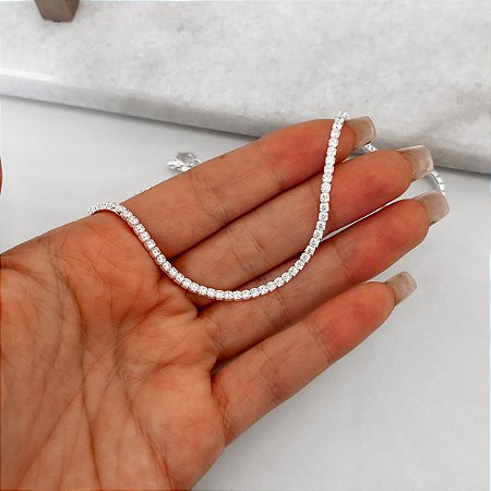 Choker Riviera cristal 2mm 40cm com extensor 5cm