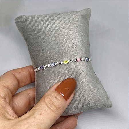 Pulseira zircônias coloridas
