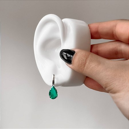 Brinco base com zircônia gota acqua 12mm