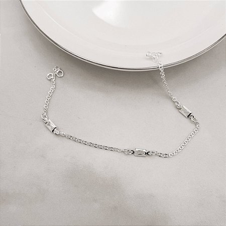 Pulseira entremeio zircônias retangulares 6mm