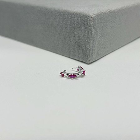 Piercing Fake com Zircônias Gota Rubi Rose
