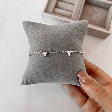 Pulseira entremeios 3 zircônias 6mm