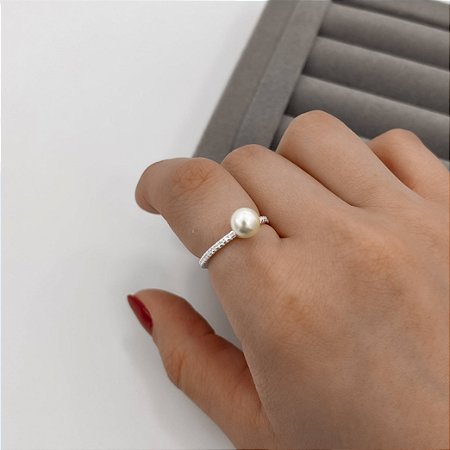 Anel solitário Pérola