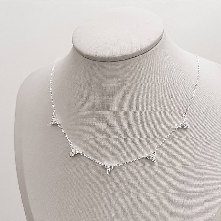 Colar entremeios 3 zircônias 6mm 40+5cm
