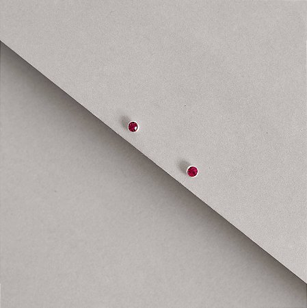 Brinco zircônia 3mm magenta tarraxa baby