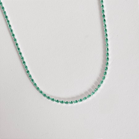Colar Riviera zircônias ovais turmalina 2.1 40+5cm