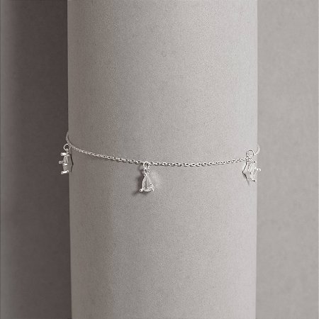 Pulseira pingentes zircônias losango e gota 6mm 16+4cm