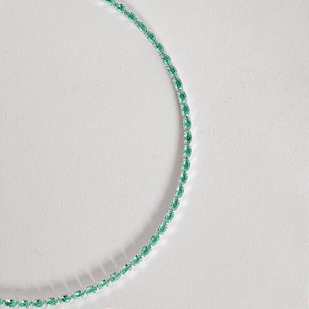 Pulseira Riviera zircônias ovais turmalina 2.1 16+4cm
