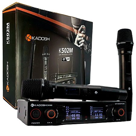 Microfone Sem Fio Duplo Kadosh K502m Profissional UHF