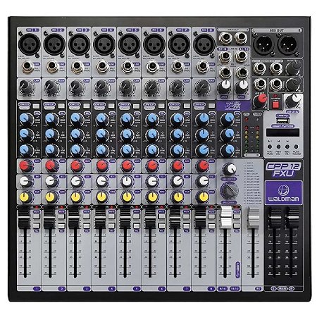 Mesa de Som Waldman 12 Canais CPP-12 FXU + EFX USB e Bluetooth