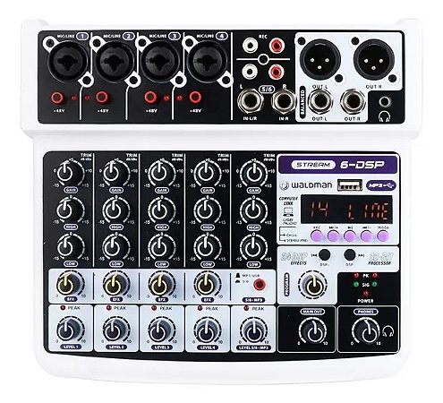Mesa de som com Interface USB Waldman 6 Canais ST-6DSP