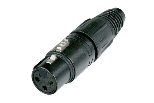 Conector XLR Fêmea de Linha Neutrik NC3FX Preto 3 Polos