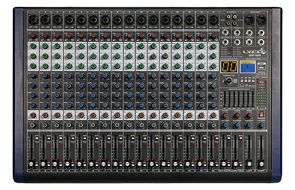 Mesa de Som Lyco 16 Canais LMF-1604 USB/BT - 4 Auxiliares