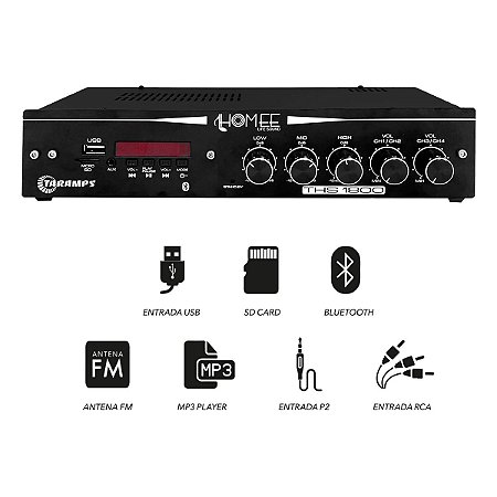 Titulo Amplificador Taramps THS-1800 USB/BT 4x20WRMS