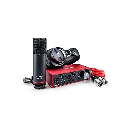 Kit de Gravação Focusrite Scarlett 2i2 Studio 4Gen com Interface de Audio