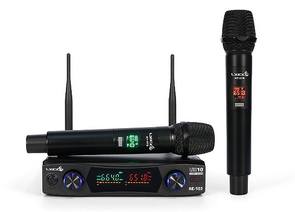 Microfone sem Fio Lyco UH-10MM Duplo Mão UHF