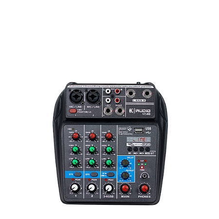 Mesa de Som K-Audio MS-40 - 4 Canais com Interface de USB
