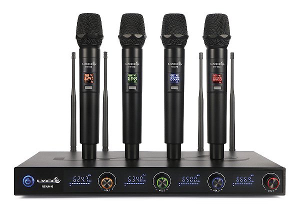 Microfone sem fio Lyco UH16-4 Quadruplo Mão UHF