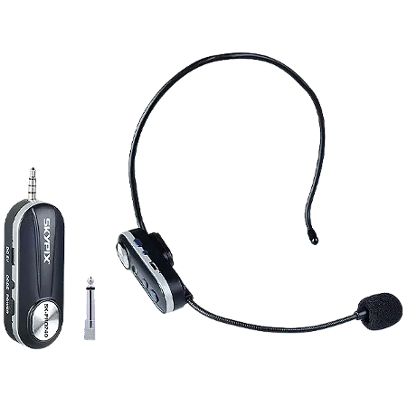 Microfone Sem Fio Head Set Skypix SK-PRO240 UHF Recarregável