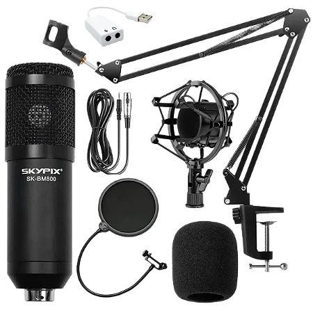 Kit de Gravação Skypix SK-BM800 Microfone Condensador
