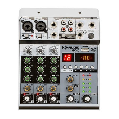 Mesa de Som K-Audio MC-40 - 4 Canais com USB e Bluetooth