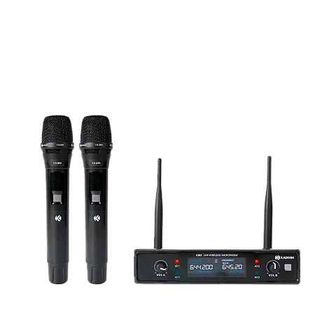 Microfone sem fio Kadosh K-382M Duplo UHF com Bateria de Lithium Recarregável